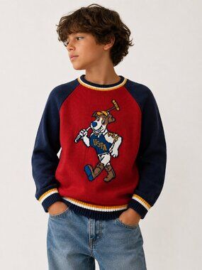 Vintage USPA Polo Dog Knit Sweater Medium – Red Navy Varsity Y2K Style Rare Grap